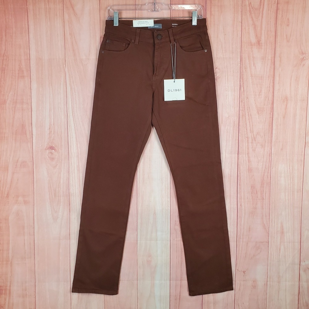 DL1961 Pinecone Tailored Mens Jeans 28 X 32 Brown Russell Slim‎ Fit Straight Leg